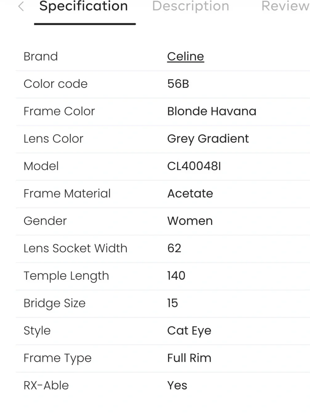 Celine Blonde Havana Full Rim Tortoiseshell Gradient Lens Women's Sunglasses